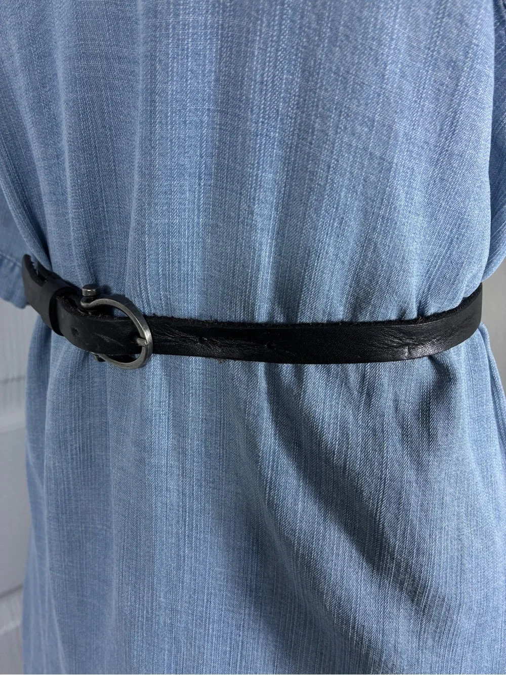 BDG Womens belt Black genuine Leather with gray hardware